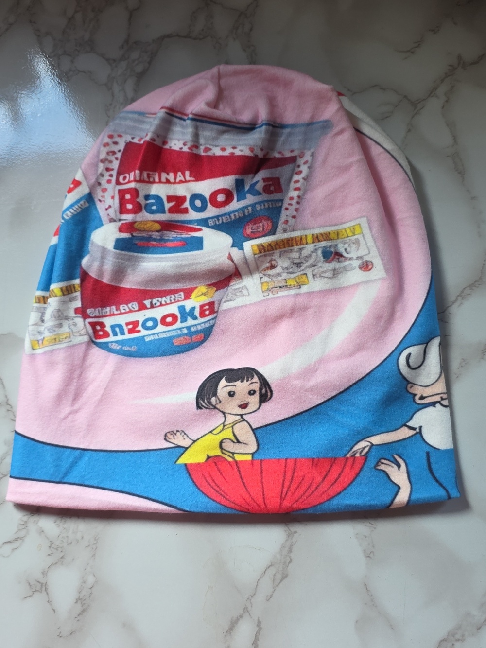 Bazooka Bubble Gum Comic Print Skull Cap 2-Sided Beanie NEW